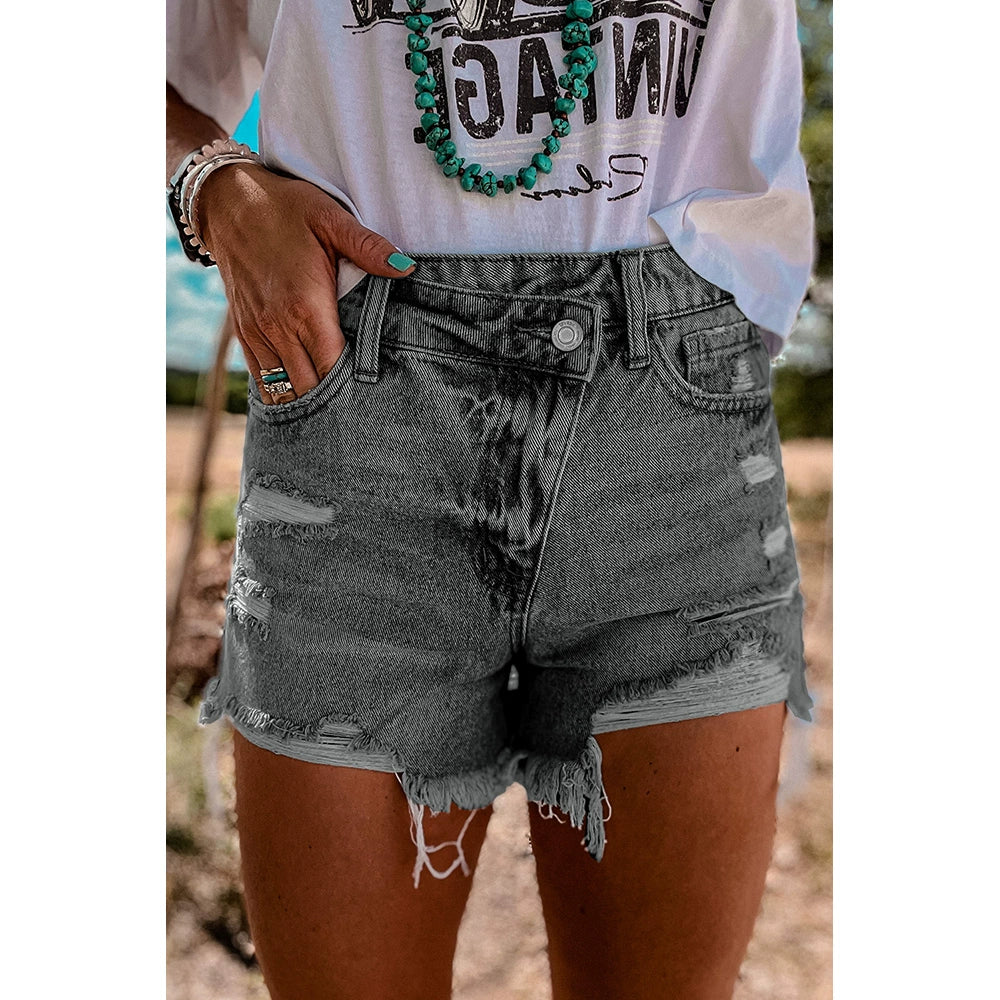 2024 Summer New Arrival country girls short Distressed Raw Edge Denim Shorts Fashion