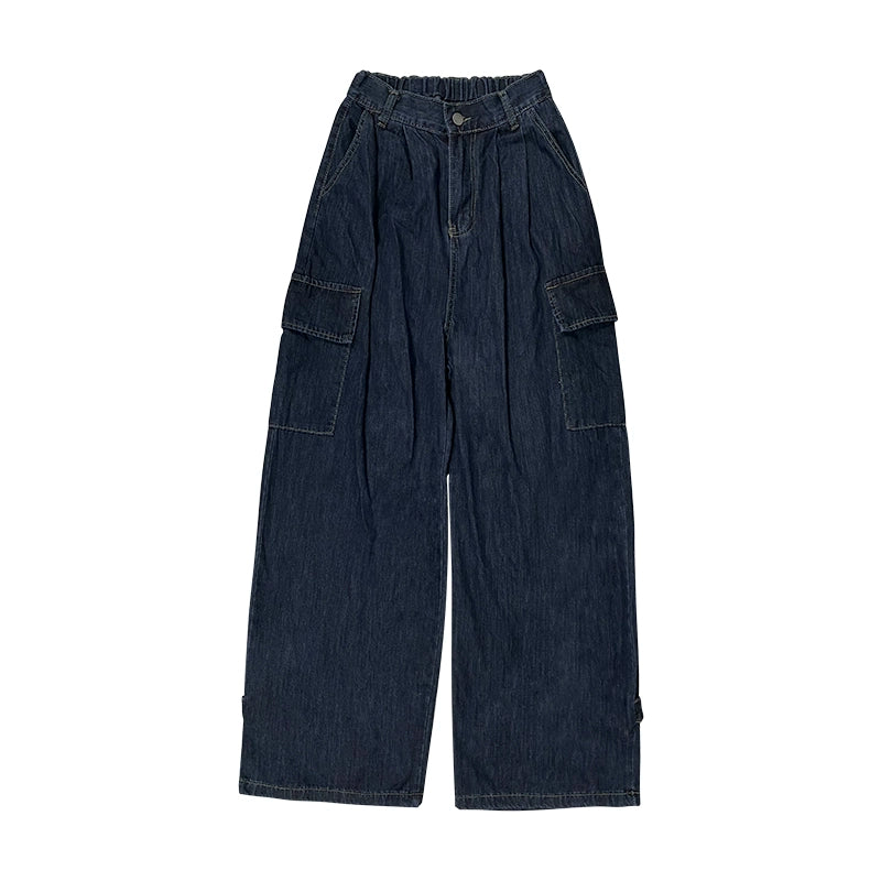 baggy jeans junco Retro Blue Loose-Fitting Slimming Workwear Pants