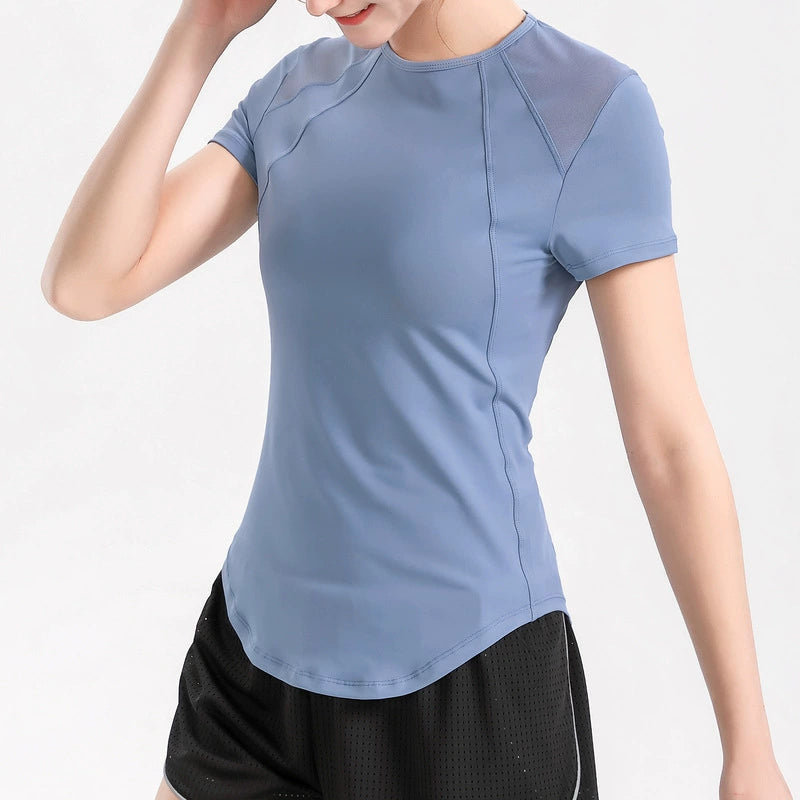 Ladies Women's Beauty Back Exercise T-shirt Elastic plus Size Short Sleeve