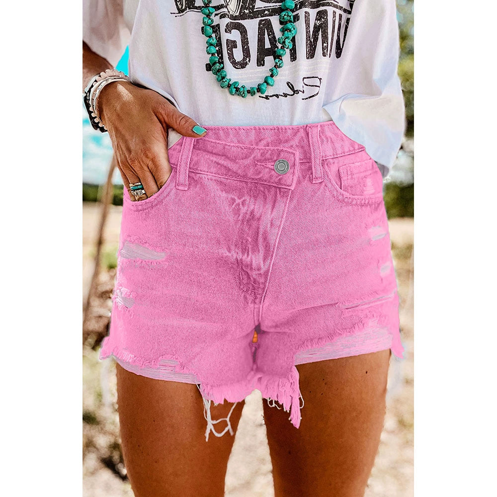 2024 Summer New Arrival country girls short Distressed Raw Edge Denim Shorts Fashion