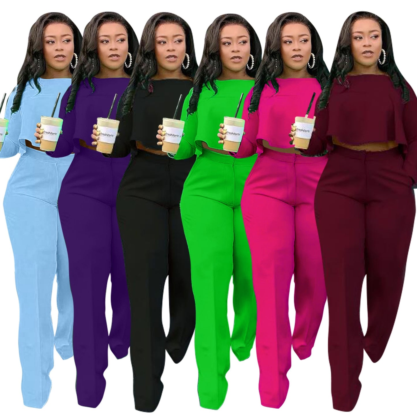 Two Piece Elastic Waist Tracksuit Set