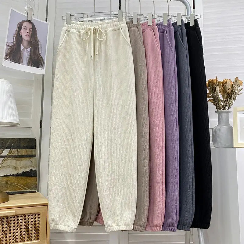 Women Sweatpants Spring Autumn Elastic Waist Harem Pants Drape Loose Pants Loose Comfy Straight Casual Pants Sports Sweatpants