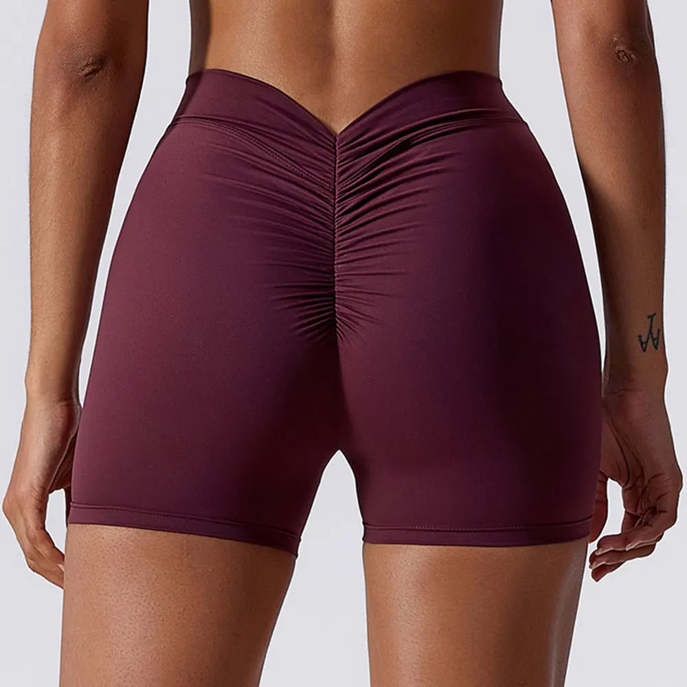 Women Yoga Shorts High Waist Scrunch Butt Lifting Comfort Fitness Gym Tights Squat Proof Naked Feel V-shaped Back Sports Shorts