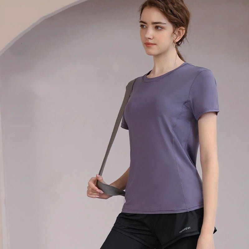 Plus size Women Sport T-shirt Quick Drying Mesh Sweat Wicking Short Sleeve