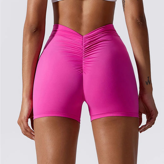Women Yoga Shorts High Waist Scrunch Butt Lifting Comfort Fitness Gym Tights Squat Proof Naked Feel V-shaped Back Sports Shorts