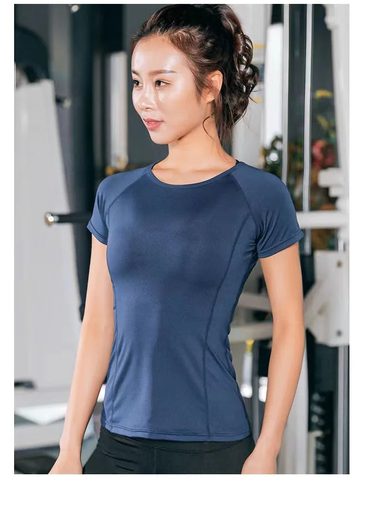 Women Summer T Shirts Slim Fit For Sports Fitness Yoga Short Sleeve Yoga Top Mesh Womens Gym Shirt Sport Wear Workout top