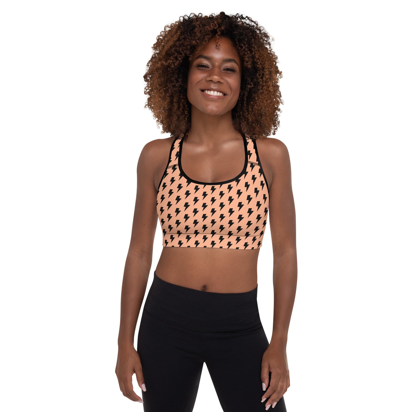 Sports mesh Padded Bra Black and Peach CTS