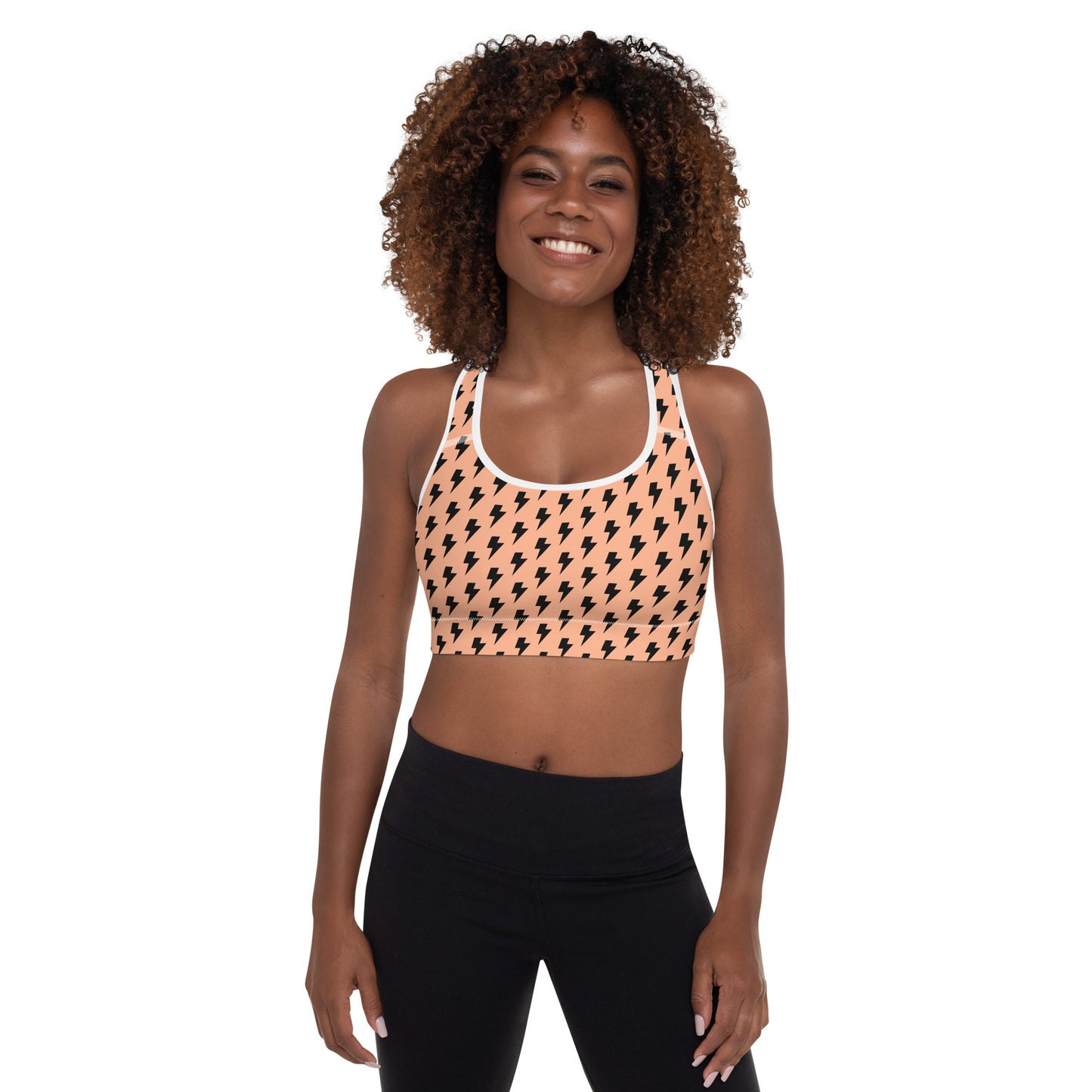 Sports mesh Padded Bra Black and Peach CTS