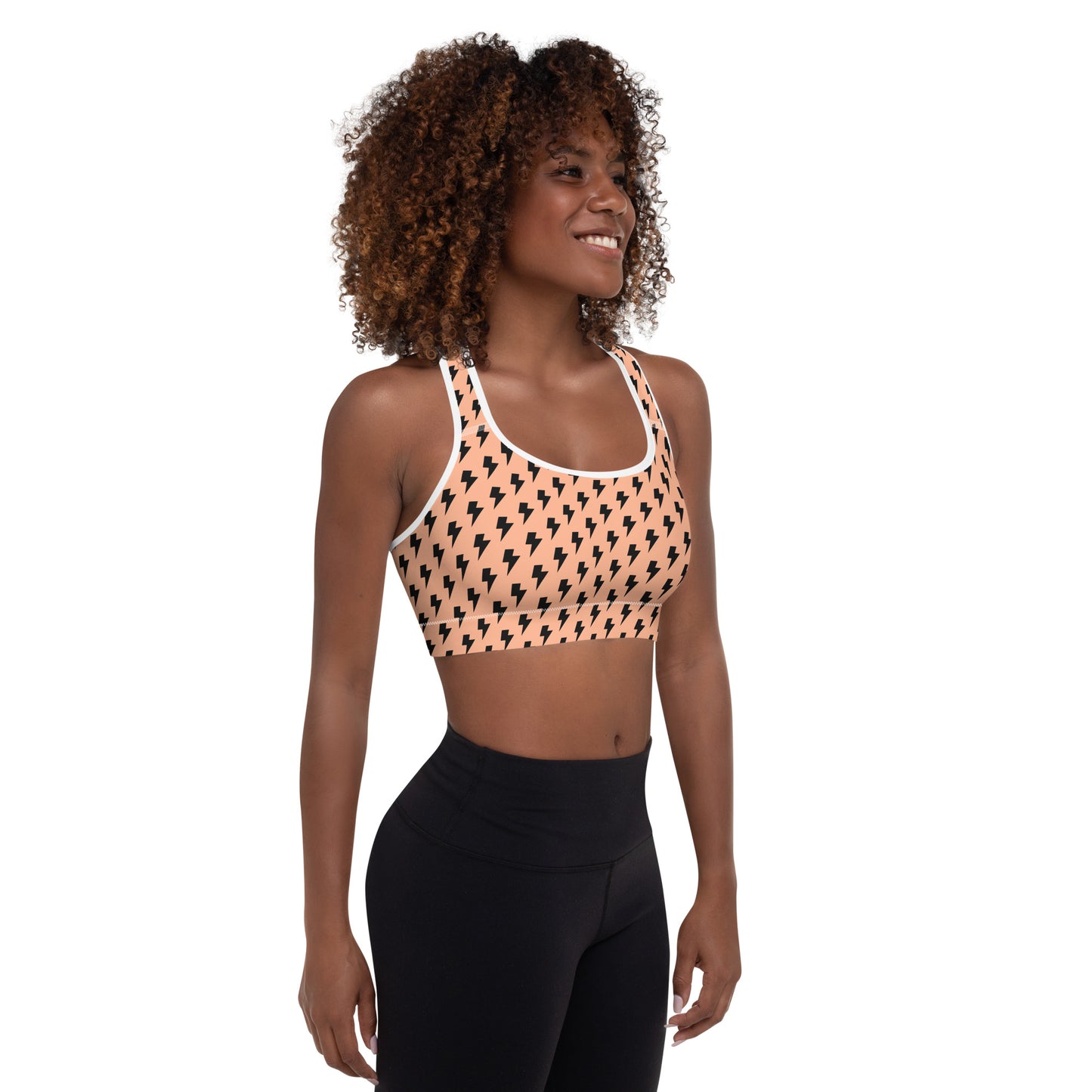 Sports mesh Padded Bra Black and Peach CTS