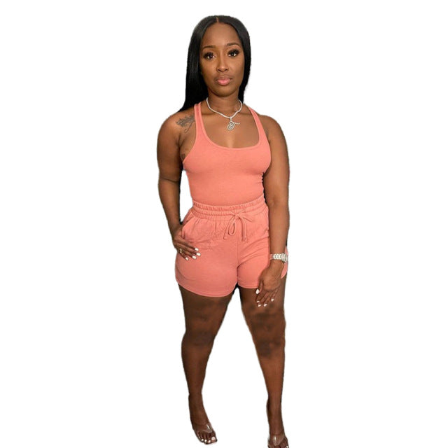 Sleeveless Tank Top Shorts Set Two Piece Set Jogger Tracksuit