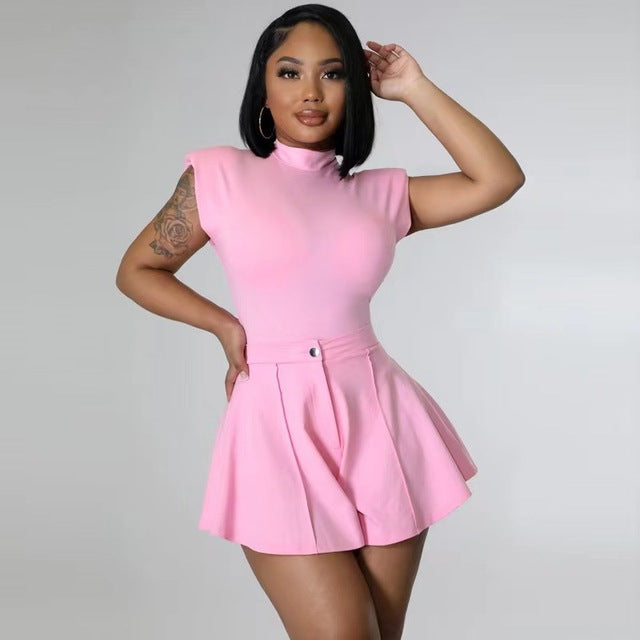 Top Ruffles Two Piece Shorts Set